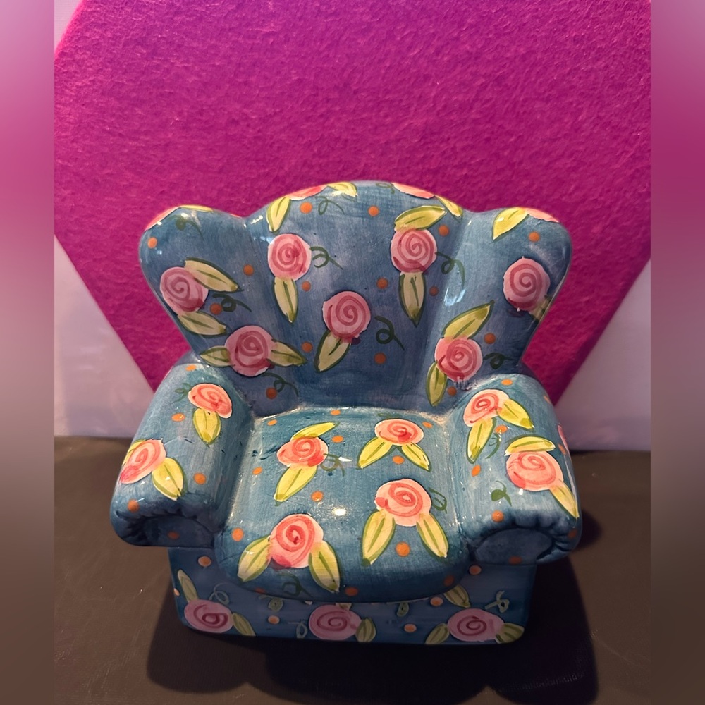 Armchair Porcelain Trinket Box Empress Arts 1998 vintage